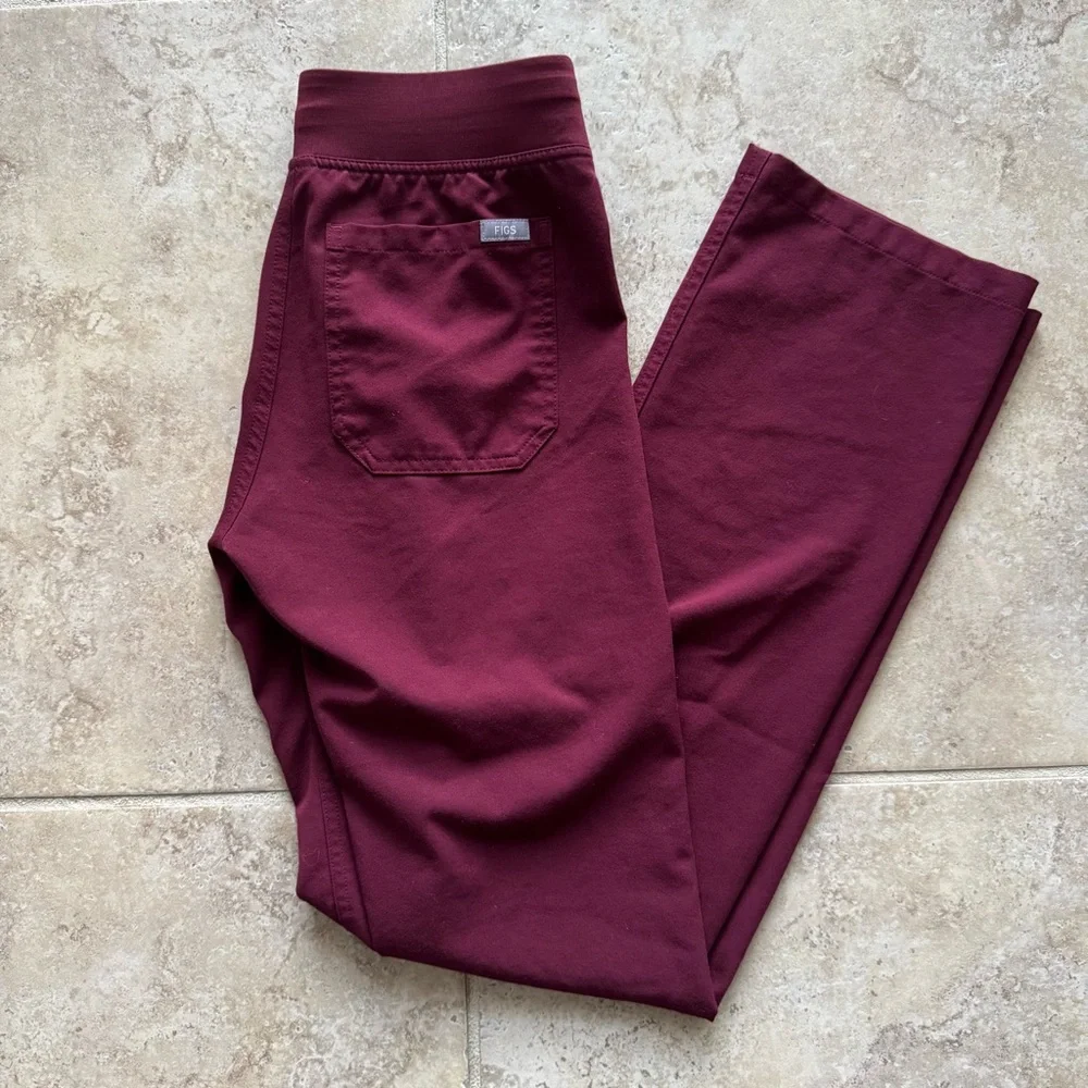 Figs Livingston Basic Scrub Pants Burgundy - Picture 3 of 5